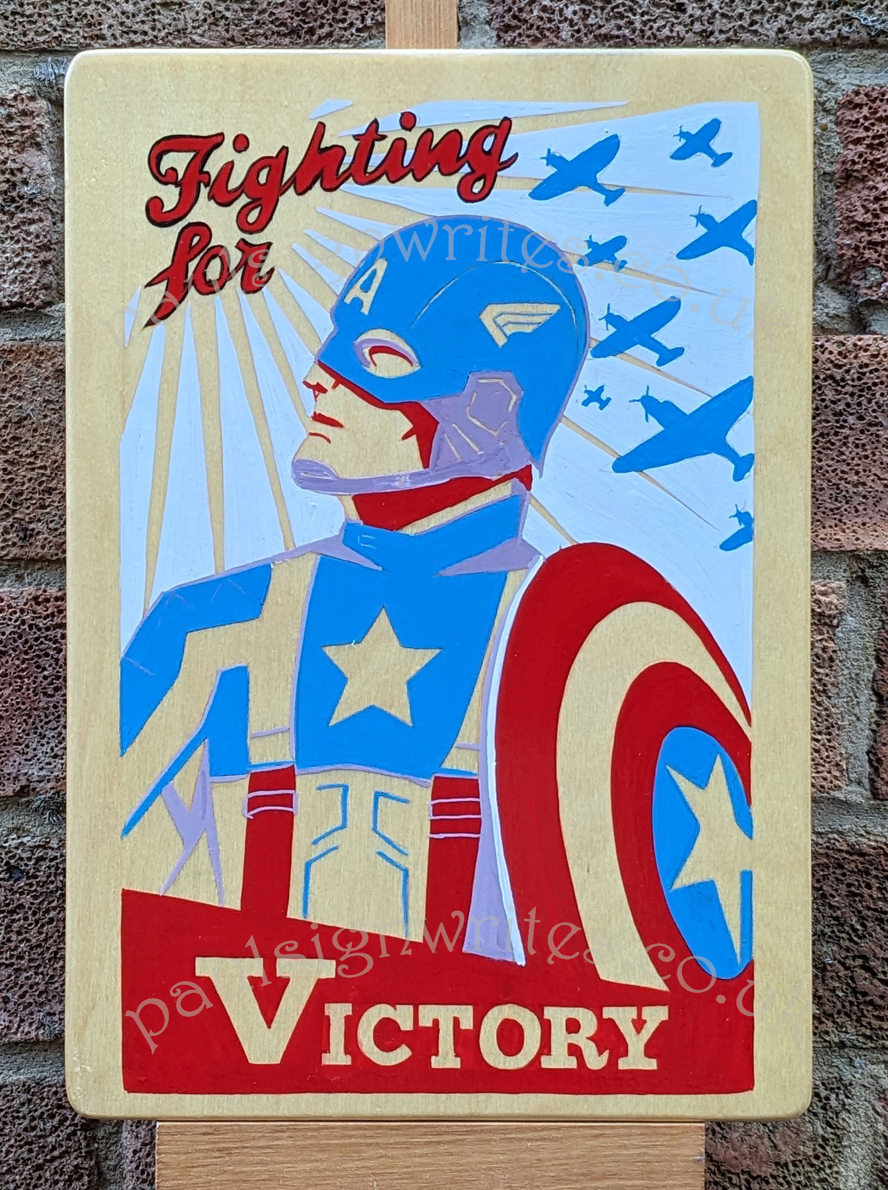 Fighting for victory sign art